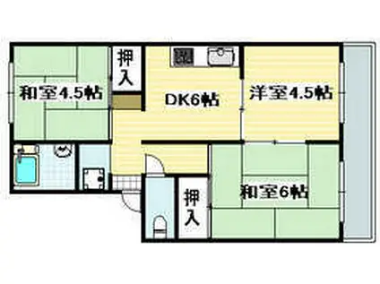ホームマンションミシマ(3DK/2階)の間取り写真