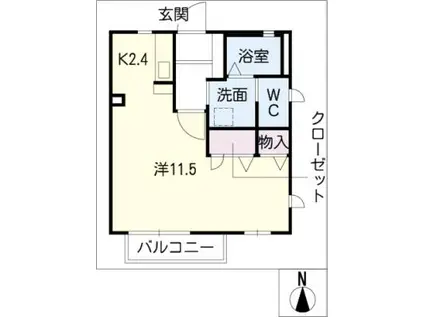グリーンヒルズ(ワンルーム/1階)の間取り写真