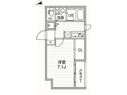 四谷坂町レジデンス(1K/2階)の間取り写真