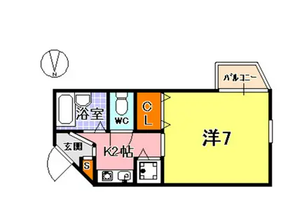 ネオディー夙川(1K/3階)の間取り写真