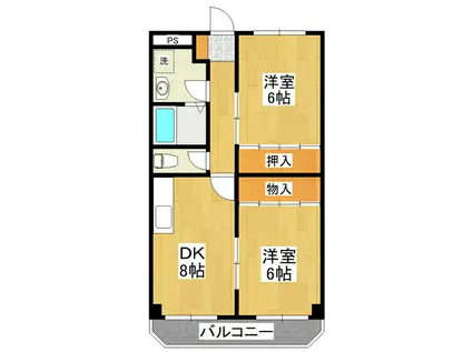 MSサニーレジデンス(2DK/2階)の間取り写真