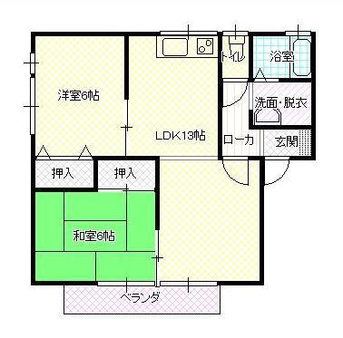 リバーサイドヒルズK(2LDK/1階)の間取り写真