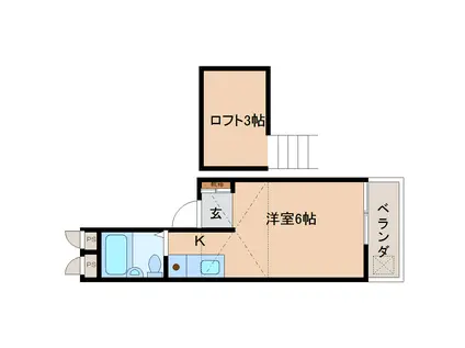 サンハイツ田村(ワンルーム/2階)の間取り写真