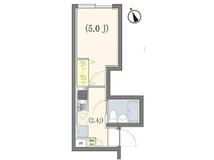 オアシスコート東中野(1K/2階)の間取り写真
