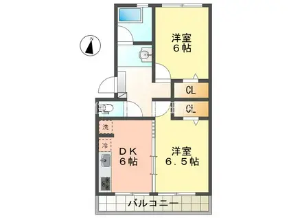 第一平野ハイツ(2DK/3階)の間取り写真