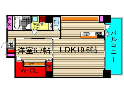 アマデウス北堀江(1LDK/2階)の間取り写真