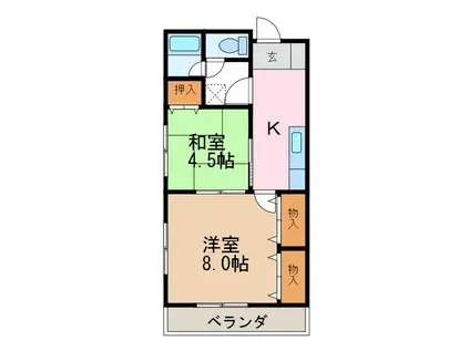 城東マンション(2K/2階)の間取り写真