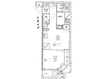 THE CARAMEL CLUTCH(1DK/4階)の間取り写真