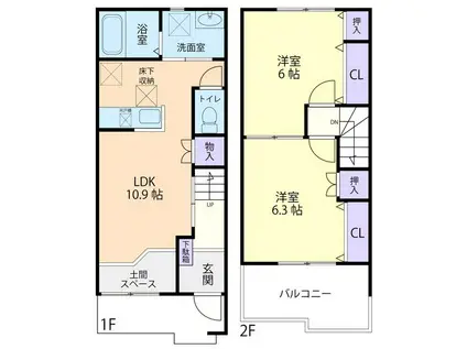 ハーベスト A(2LDK/1階)の間取り写真