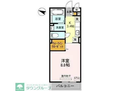 中根ヒルズ(1K/1階)の間取り写真