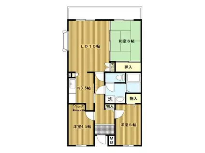 レジデンスせせらぎ(3LDK/5階)の間取り写真