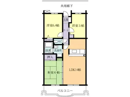 メルベーユ梅園(3LDK/3階)の間取り写真