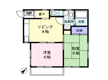 グリーンビレッジサフラン(2LDK/1階)の間取り写真