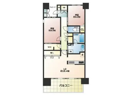 ジオ新町(2LDK/20階)の間取り写真