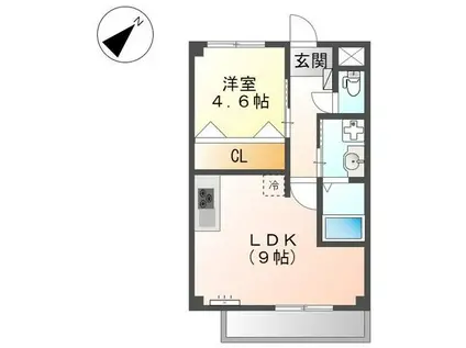 コート・ブリィス長津田(1LDK/1階)の間取り写真