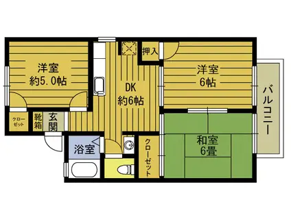 セジュールいけべ(3DK/2階)の間取り写真