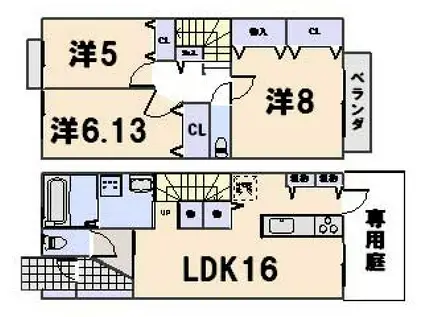 アロンジェ勧修寺(3LDK/1階)の間取り写真