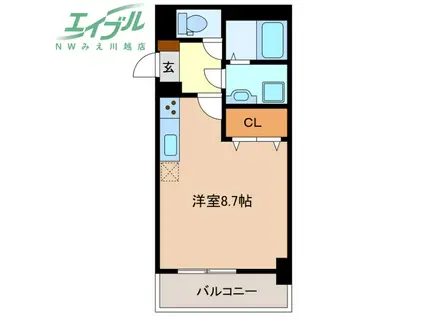 セレッソ川越(ワンルーム/2階)の間取り写真