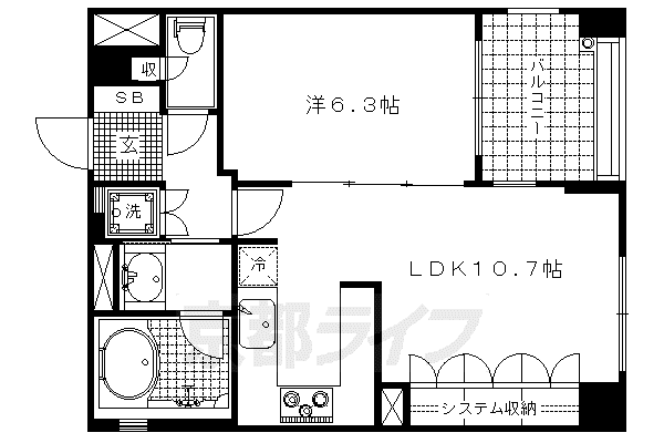 LEGAL京都御所東(1LDK/4階)の間取り写真