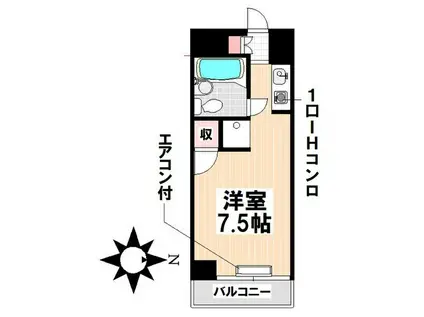 ハニリリカIII(ワンルーム/6階)の間取り写真