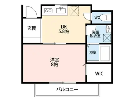 ビューバレー六名(1DK/2階)の間取り写真