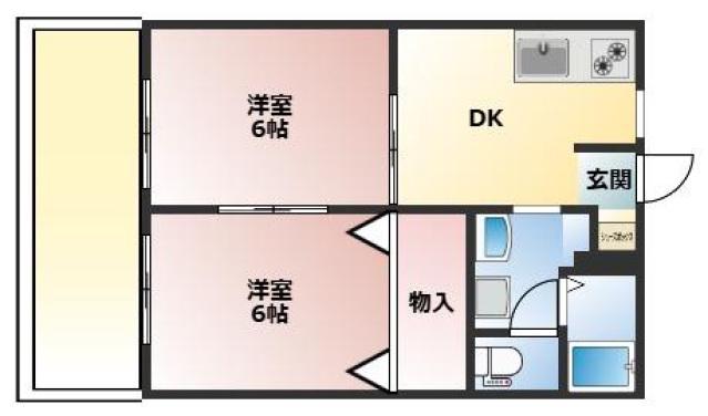 メゾンシャンス(2DK/1階)の間取り写真