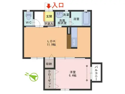 メゾン・ド・ジュモー(1LDK/1階)の間取り写真