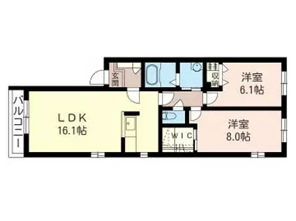 横濱ガーデンヒルズ(2LDK/2階)の間取り写真