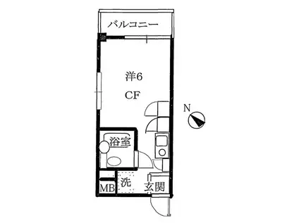 コーポ宮(ワンルーム/2階)の間取り写真