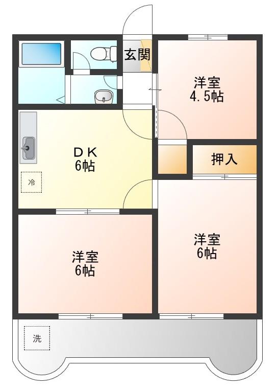 エコーハイツK(3DK/2階)の間取り写真