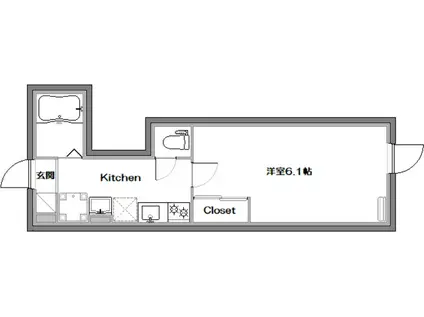 PASTEL三軒茶屋(1K/1階)の間取り写真