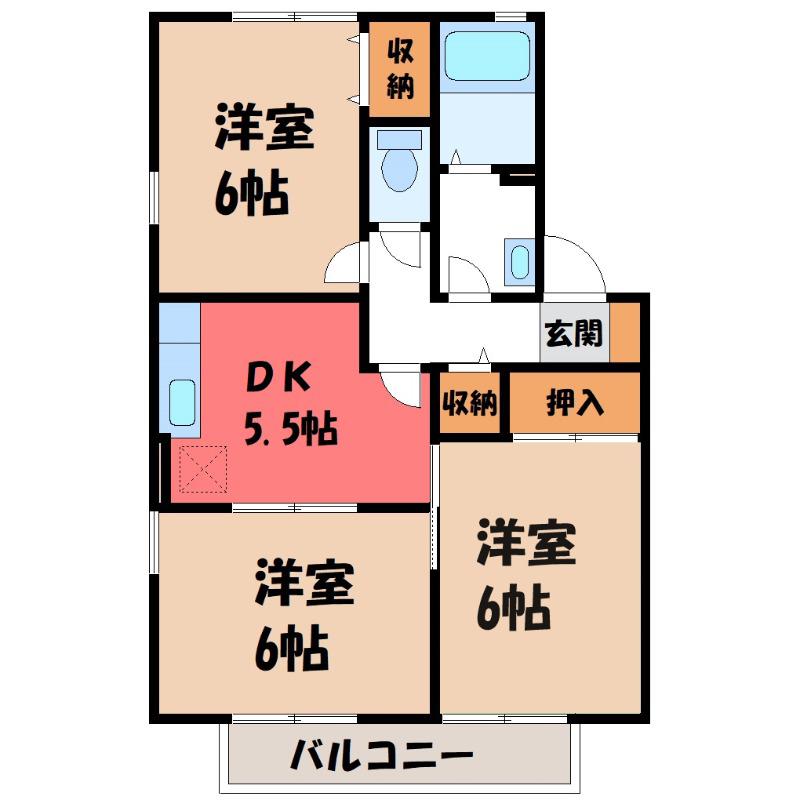 スクウェアガーデンVI(3DK/1階)の間取り写真