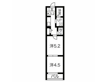 エトワール六丁の目(2K/1階)の間取り写真