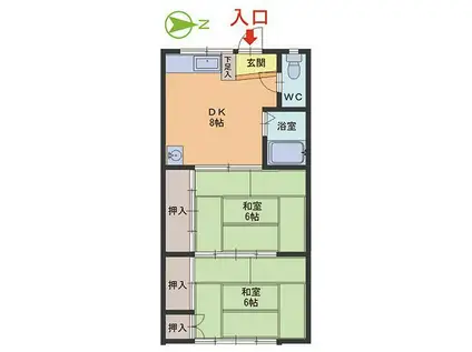 パークサイド岡本(2DK/1階)の間取り写真