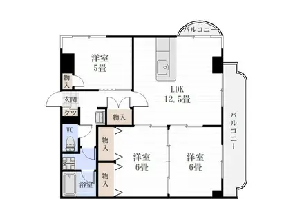 塩井川マンション(3LDK/4階)の間取り写真