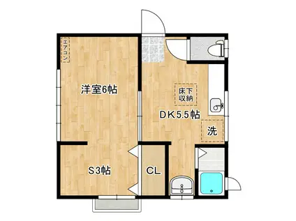 宮崎ハイツII(1SDK/1階)の間取り写真