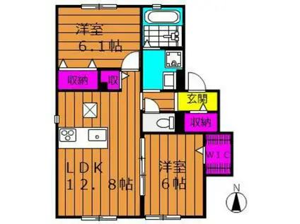 グレイスTATSUMI(2LDK/2階)の間取り写真