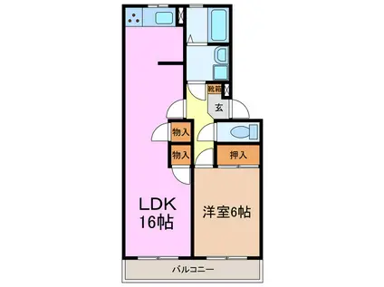 ヒルズ茶園(1LDK/1階)の間取り写真