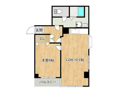ロワイヤル田中(1LDK/2階)の間取り写真