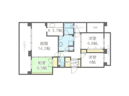 パシフィック宮の沢(3LDK/8階)の間取り写真