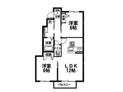 フローラルレジデンス(2LDK/1階)の間取り写真