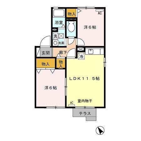 メゾンセジュール(2LDK/1階)の間取り写真