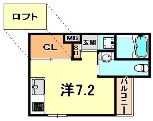 シティフラット灘(ワンルーム/2階)の間取り写真
