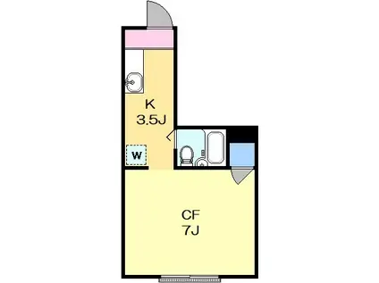 メゾン尾山台(1K/1階)の間取り写真