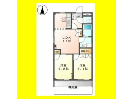 羽鳥セントラル(2LDK/1階)の間取り写真