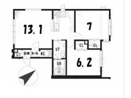 ルミエール1・1III(2LDK/1階)の間取り写真