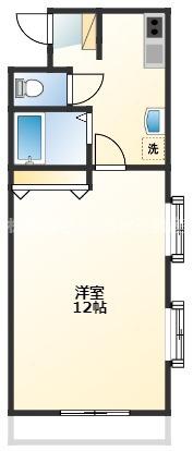 第6年見マンション(ワンルーム/3階)の間取り写真