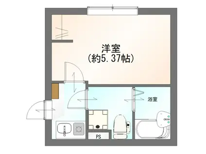 クレスト中台B(1K/1階)の間取り写真