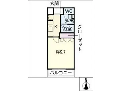 ラトゥール(1K/2階)の間取り写真