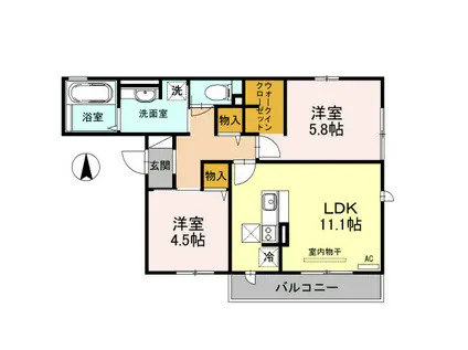 セクレール北本町(2LDK/3階)の間取り写真